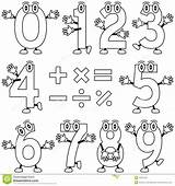 Zahlen Numeros Matematica Karikatur Algebra Lustige Escola Colouring Números Escolha Alfabetos Matematicos sketch template