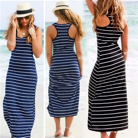 2016 New Arrival Summer Striped Dress Womne Casual