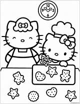 Kitty Hello Pages Coloring Her Mother Bake Cakes Learning Make Color Online Printable sketch template