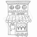 Ice Cream Shop Drawing Drawn Clipart Hand Shops Boutique Coloring Draw Buildings Pages Cute Drawings Building Clip Easy Kids Front sketch template