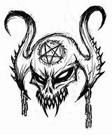 Skull Drawing Drawings Demon Satanic Head Satan Deviantart Devil Patten Mark Skulls Draw Tattoo Sketches Scary Clip Dark Sketch Cool sketch template