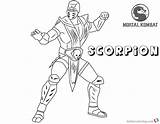 Kombat Mortal Scorpion Getdrawings Bettercoloring sketch template