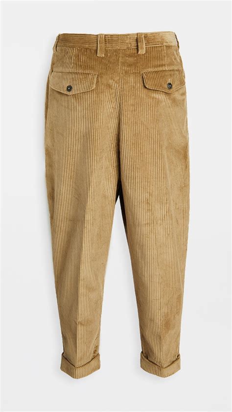ami wide wale corduroy carrot fit trousers  beige natural  men lyst