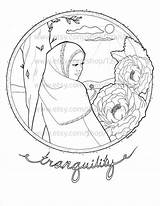 Hijabi Muslim Muslimah sketch template