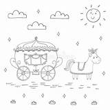 Coloring Carriage Horse Book Tale Fairy Magic Kids Dreamstime Illustrations Vectors sketch template