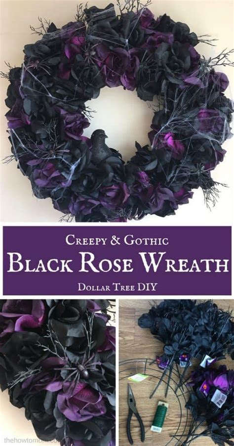 creepy black rose wreath halloween diy    mom