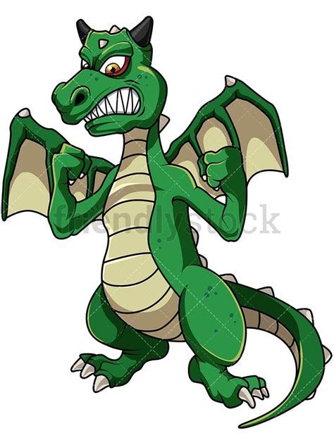green angry dragon cartoon vector clipart friendlystock