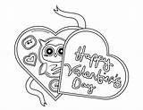 Coloring Valentines Owl Chocolates Pages sketch template