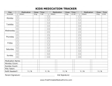printable daily medication chart