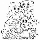 Family Coloring Pets Pages Baby Surfnetkids Stroller sketch template