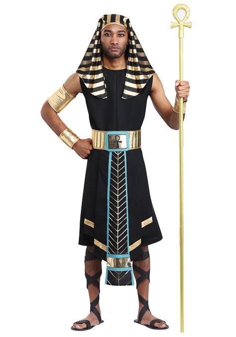 Adult Egyptian Pharaoh King Tut Costume Hat Headpiece Mens Black Gold