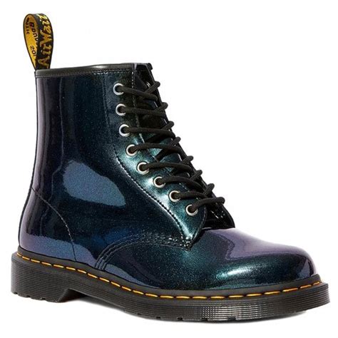 dr martens  sparkle womens leather pu ankle boots  teal blue