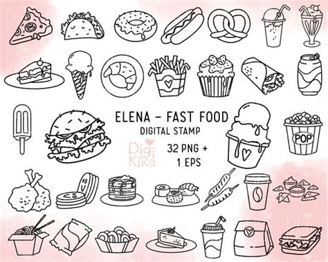 junk food clipart fast food digital stamp cheat day etsy