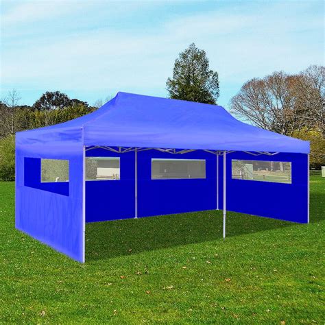 vidaxl blue foldable pop  party tent      gazebos  home garden