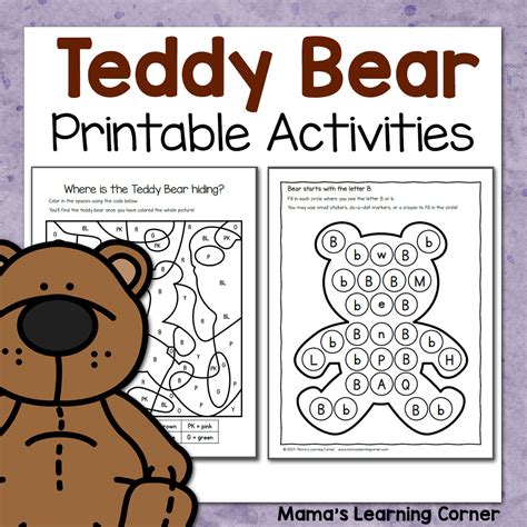 teddy bear printable activities mamas learning corner