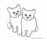 Cats Two Cat Coloring Pages Clipart Cute Kittens Little Kitty Clip Drawing Kids Drawings Printable Cliparts Animal Family Dog Library sketch template