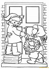 Children Pages House Door Decorating Coloring Sc St Holidays Color Kids Coloringpagesonly sketch template