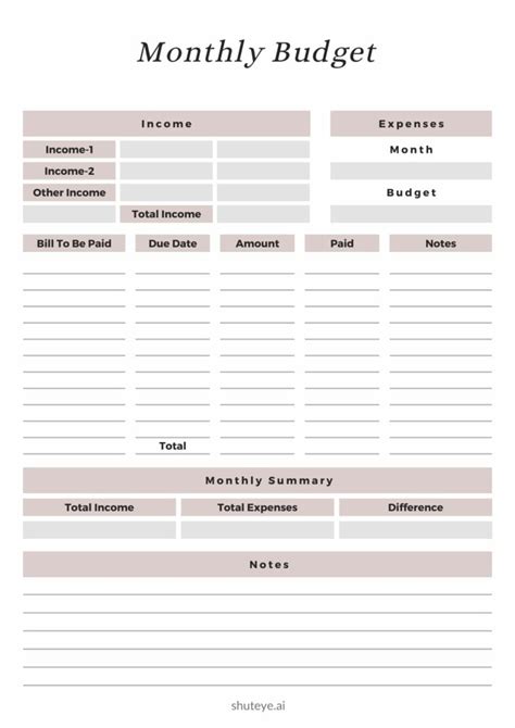 printable budget planner templates shuteye
