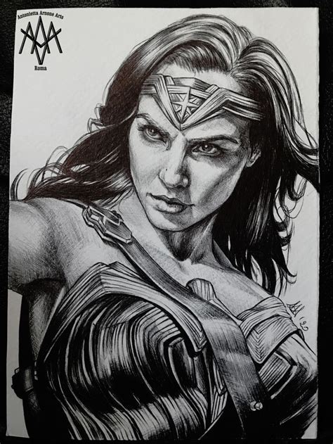 Gal Gadot Wonder Woman Drawing Portrait Wonder Woman Drawing Woman