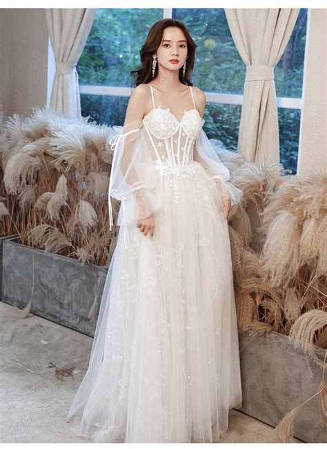 Beautiful White Lace Sweetheart Long Sleeves Formal Gown White Evening