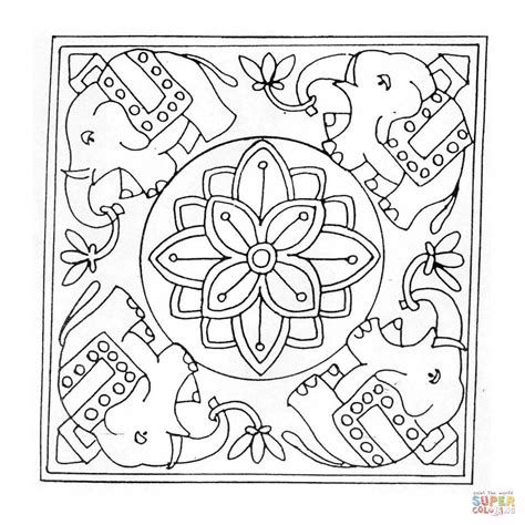 elephant mandala coloring page  printable coloring pages