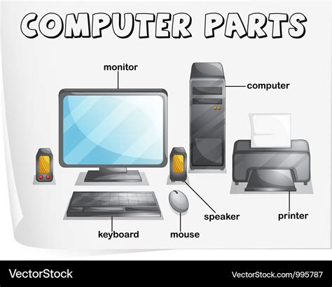 computer parts diagram royalty  vector image