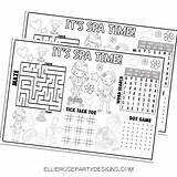 Spa Party Coloring Activity Placemat Pamper Printable Ellierosepartydesigns Store sketch template