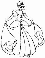 Cinderella Coloring Pages Princess Disney Gown Her sketch template