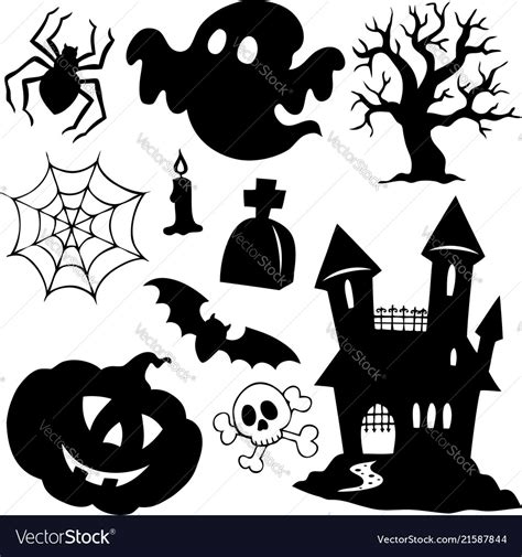 halloween silhouettes collection  royalty  vector image