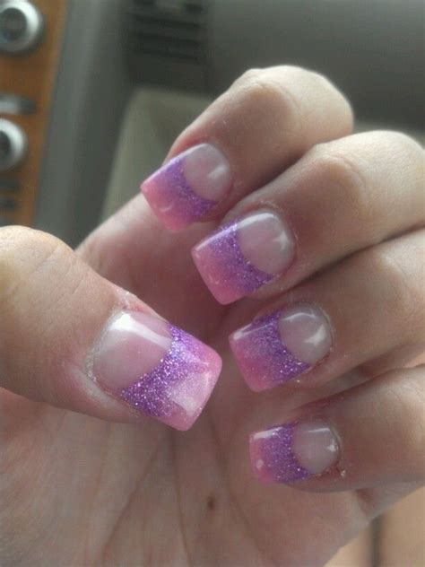 Pink And Purple Glitter Ombre Acrylic Nails Beauty Pinterest