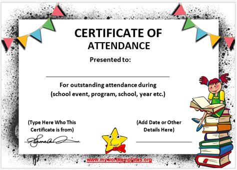 editable  perfect attendance certificate word template