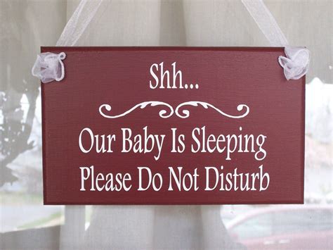 shh baby sleeping sign   disturb wood vinyl signs rustic red baby