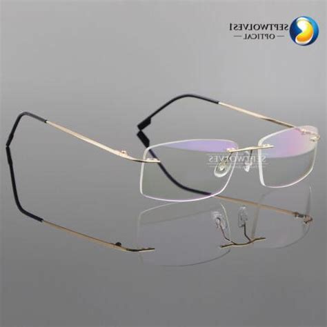 men s rimless memory titanium myopia eyeglasses frames optical