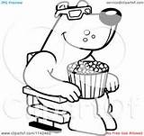 Movie Popcorn Theater Coloring Bear 3d Clipart Watching Eating Pages Cartoon Cory Thoman Happy Outlined Vector Choose Board 2021 sketch template