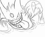 Gengar Pokemon Mega Coloring Pages Sketch Drawing Easy Print Line Weasyl Bubakids sketch template