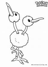 Pokemon Doduo Coloring Pages Printable Kids Print sketch template