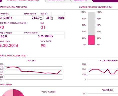 weight loss tracker  excel templates