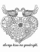 Coloring Pages Valentines Adults Kiss Goodnight Kids sketch template