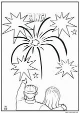 Coloring Bonfire Firework sketch template