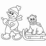Coloring Sledding Winter Pages Print Color Kids sketch template