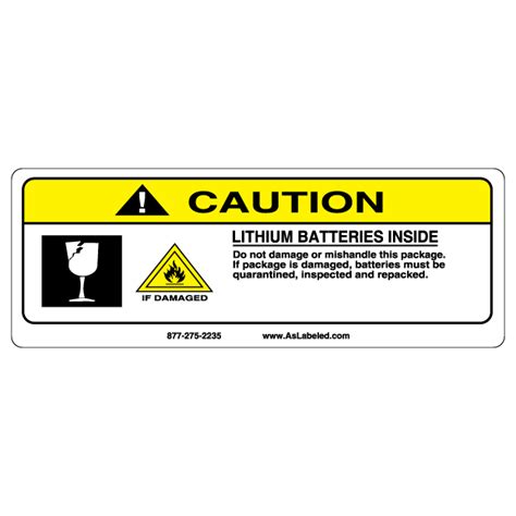 caution lithium batteries  label aslabeled