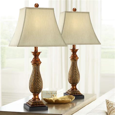tone gold traditional table lamps set    lamps
