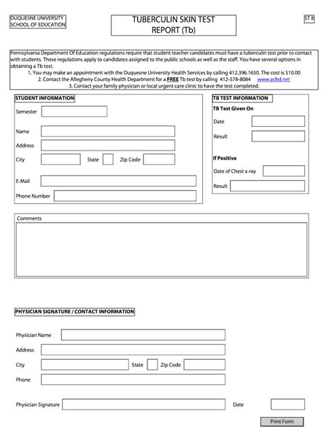 printable tb test form fill  sign  dochub
