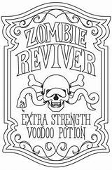 Embroidery Coloring Pages Halloween Apothecary Patterns Paper Zombie sketch template