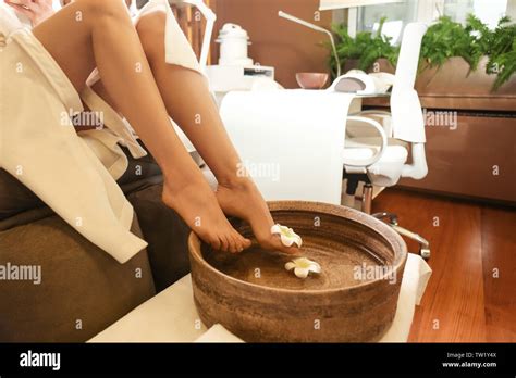female feet treatment  spa salon stock photo alamy