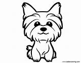 Yorkie Coloring Pages Cute Drawing Line Printable Yorkshire Dog Terrier Puppy Kids Puppies Draw Easy Drawings Teacup Dogs Sheets Silhouette sketch template