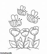 Coloring Bees Spring Pages Flowers Bee Kids Flower Towards Coming Coloringpages Site Printable Sheets Print Close sketch template