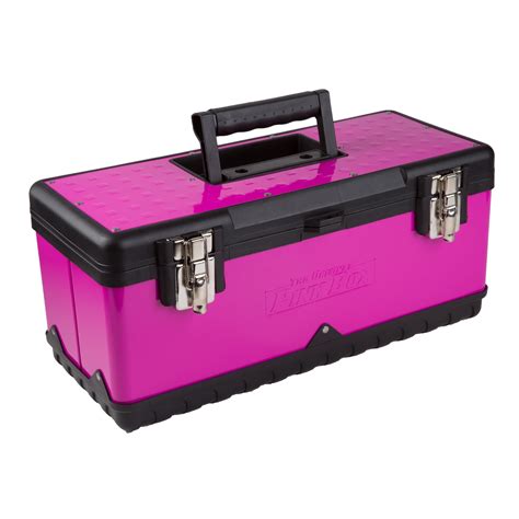 The Original Pink Box 20 Inch Portable Steel Toolbox With Removeable