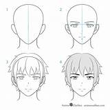 Anime Male Step Draw Face Drawing Character Characters Tutorial Shape Animeoutline sketch template