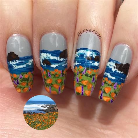california coast poppy nails nail art nail art nails daily art
